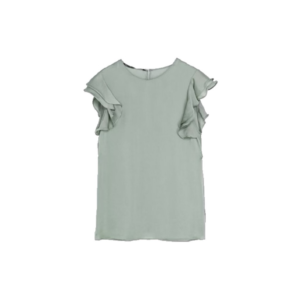 Zara Sage Ruffle Sleeve Blouse - Picture 7 of 7